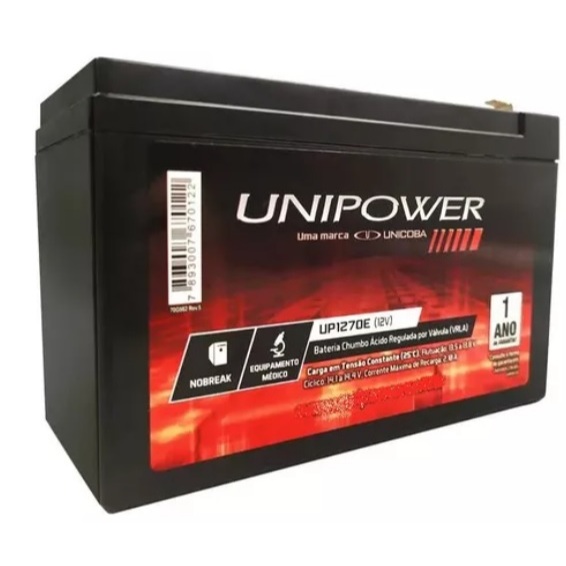 Excelente Bateria Selada UP1270E 12v/7ah A melhor Bateria estacionária para NOBREAKS,ALARMES,CERCA ELETRICA ETC.
