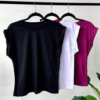 Kit 3 Regatas Femininas Muscle Tee T-Shirt 100% Algodão Básica