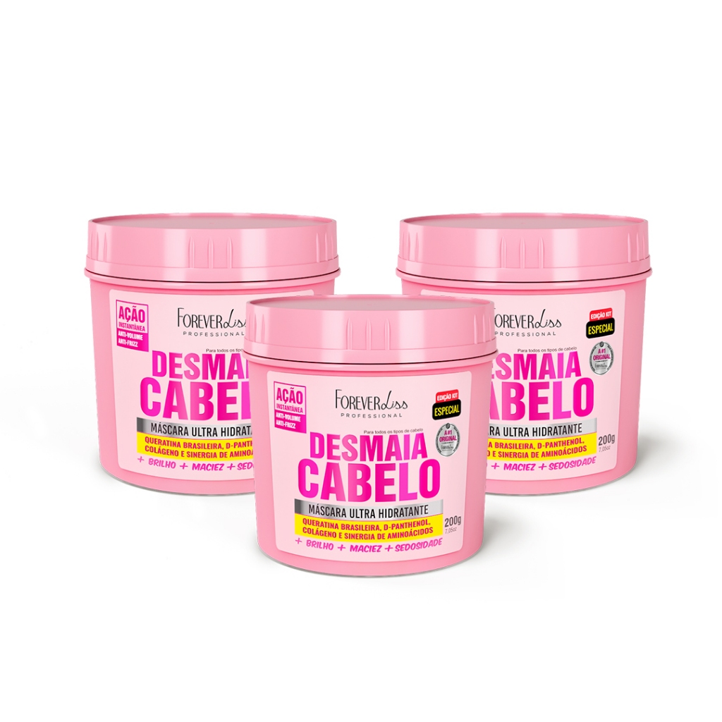 Combo com 3 Máscaras Desmaia Cabelo Forever Liss 200G - Beauty
