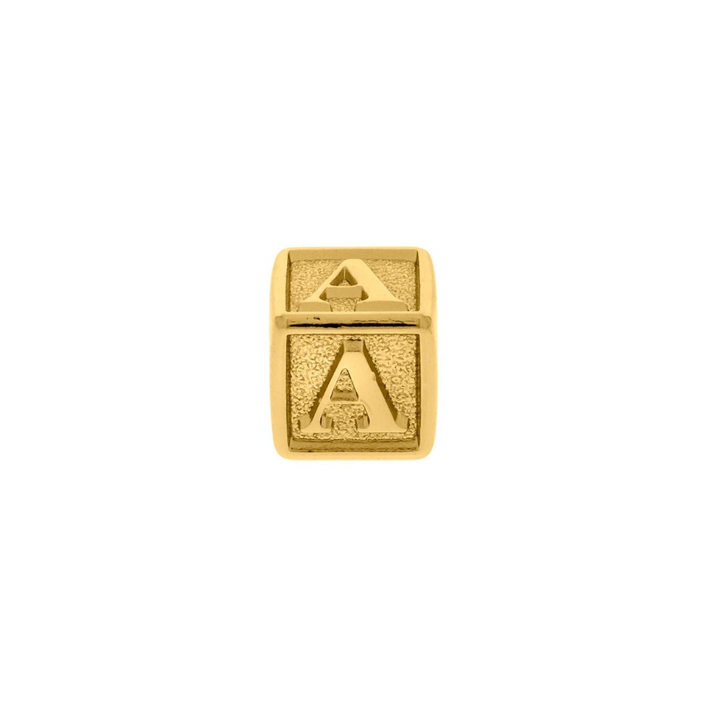 Letra Cubo Passador Berloque Enfeite Inicial Dourado para Bijuteria Artesanato Pulseiras (01 peça)