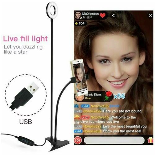 Luz para celular Ring Light 9cm com Suporte de Mesa para Celular 110V/220V Video Fotos Maquiagem