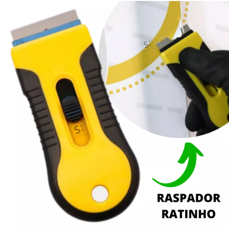 Raspador de Vidro Ratinho de Plastico Amarelo Resistente Profissional
