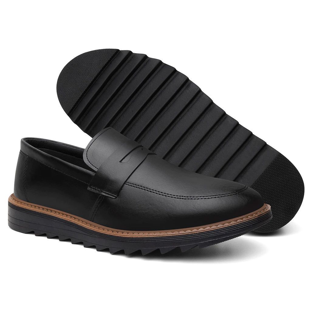 Sapato Mocassim Oxford Masculino Calce Facil Elegante de Couro Sport Fino Solado Confort Costurado Envio Rapido