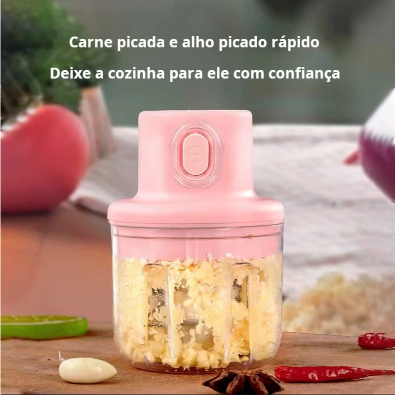 Mini triturador elétrico sem fio - Rosa