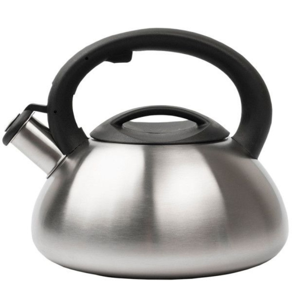 Chaleira de Inox não Tóxico Prata com Apito 3 Litros Compatível com Fogão a Gás Indução e Elétrico Alça Ergonômica Vapor