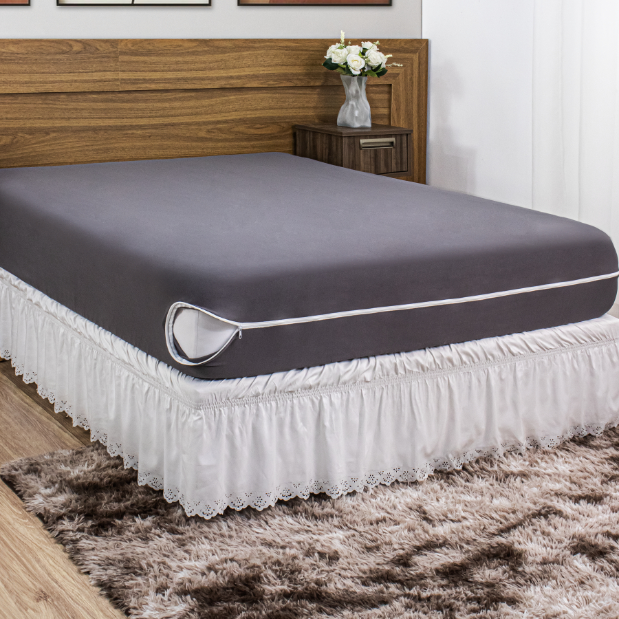 Capa Para Colchão King Size / Queen / Casal Padrão em Malha Gel (Helanca) com Zíper Fácil em Oferta na Shopee