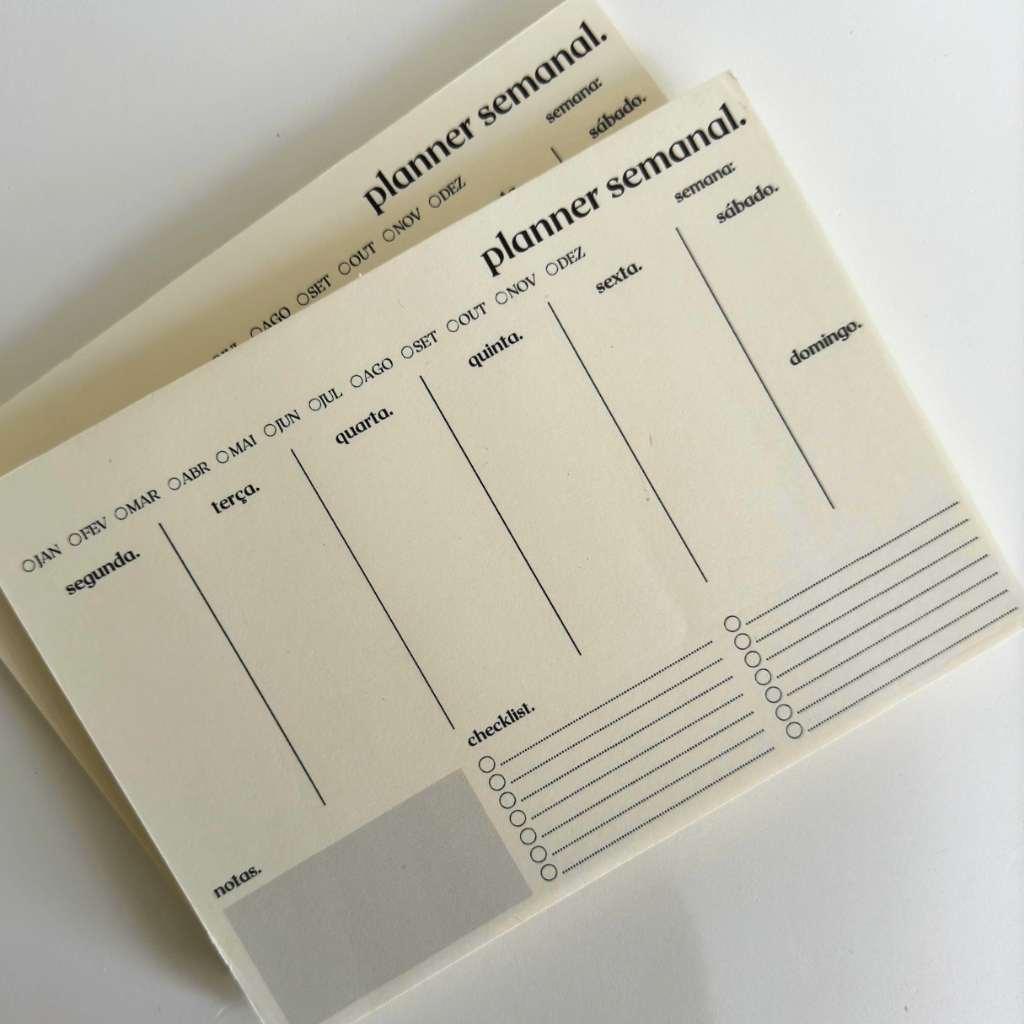 Planner semanal PAISAGEM minimalista de mesa - Bloco de anotações destacável em papel Pólen