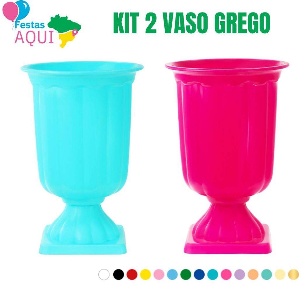 Kit 2 Vaso Grego 19 cm - Várias Cores em Oferta na Shopee