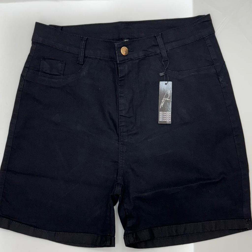 Short jeans preta barra dobrada plus size tamanho grande em Oferta na Shopee