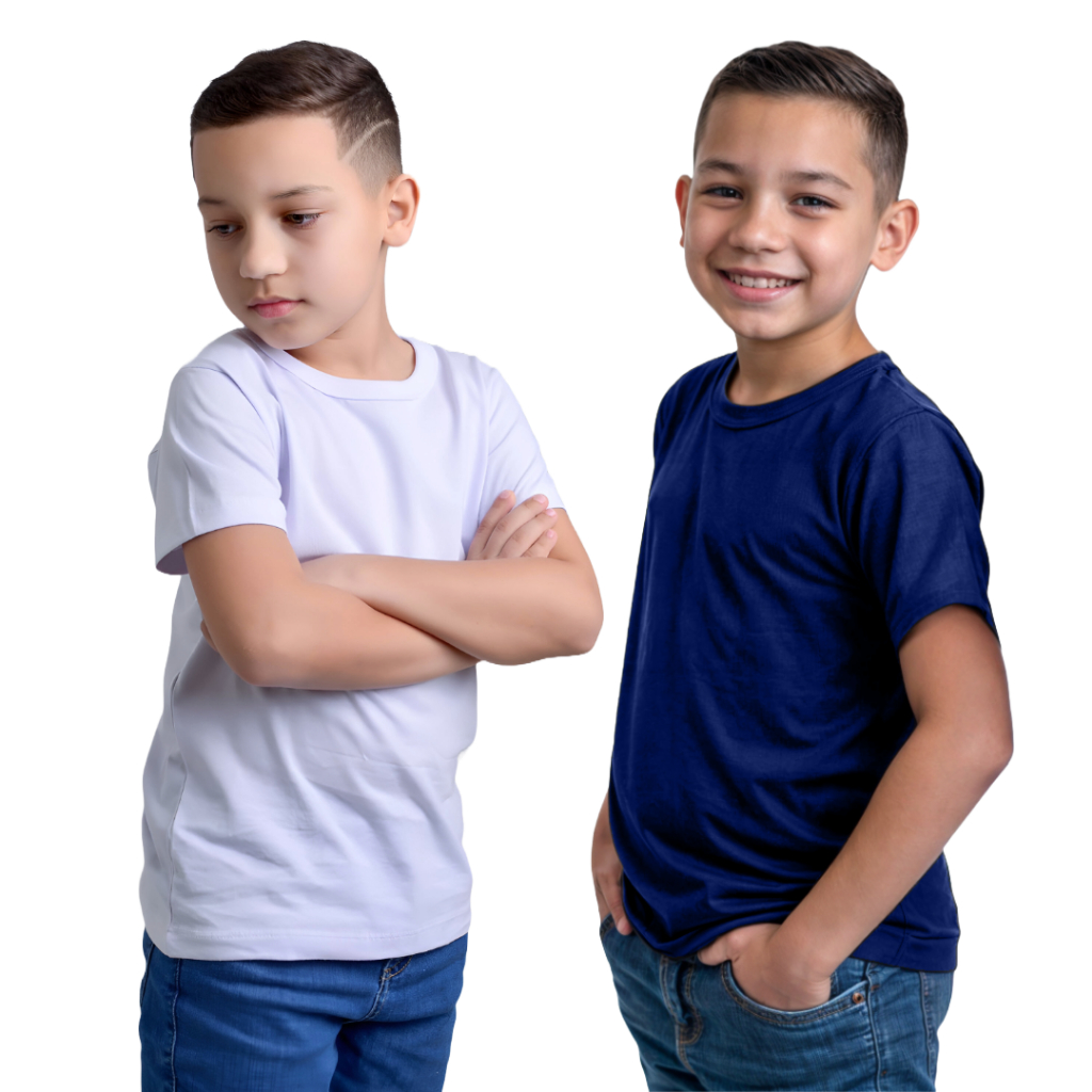 Kit 2 Camisetas Infantil Menino Escolar Volta as Aulas Manga Curta Básica Lisa Tamanho 2 ao 12, Camisa 100% algodão em Oferta na Shopee