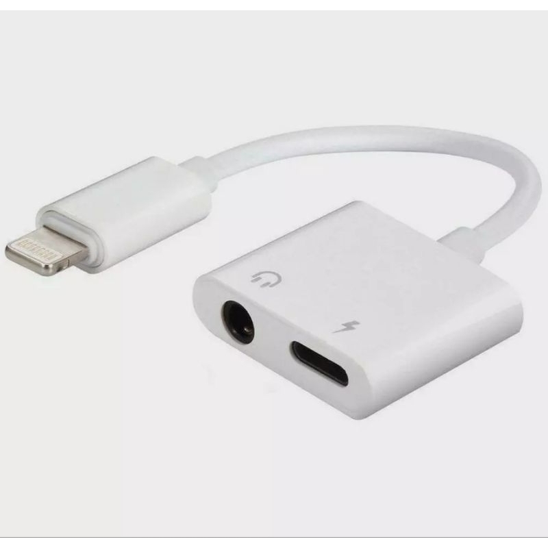 Adaptador Lightning iPhone para P2 + Carregamento Fone e Carga Áudio 2 em 1 Compatível iOS