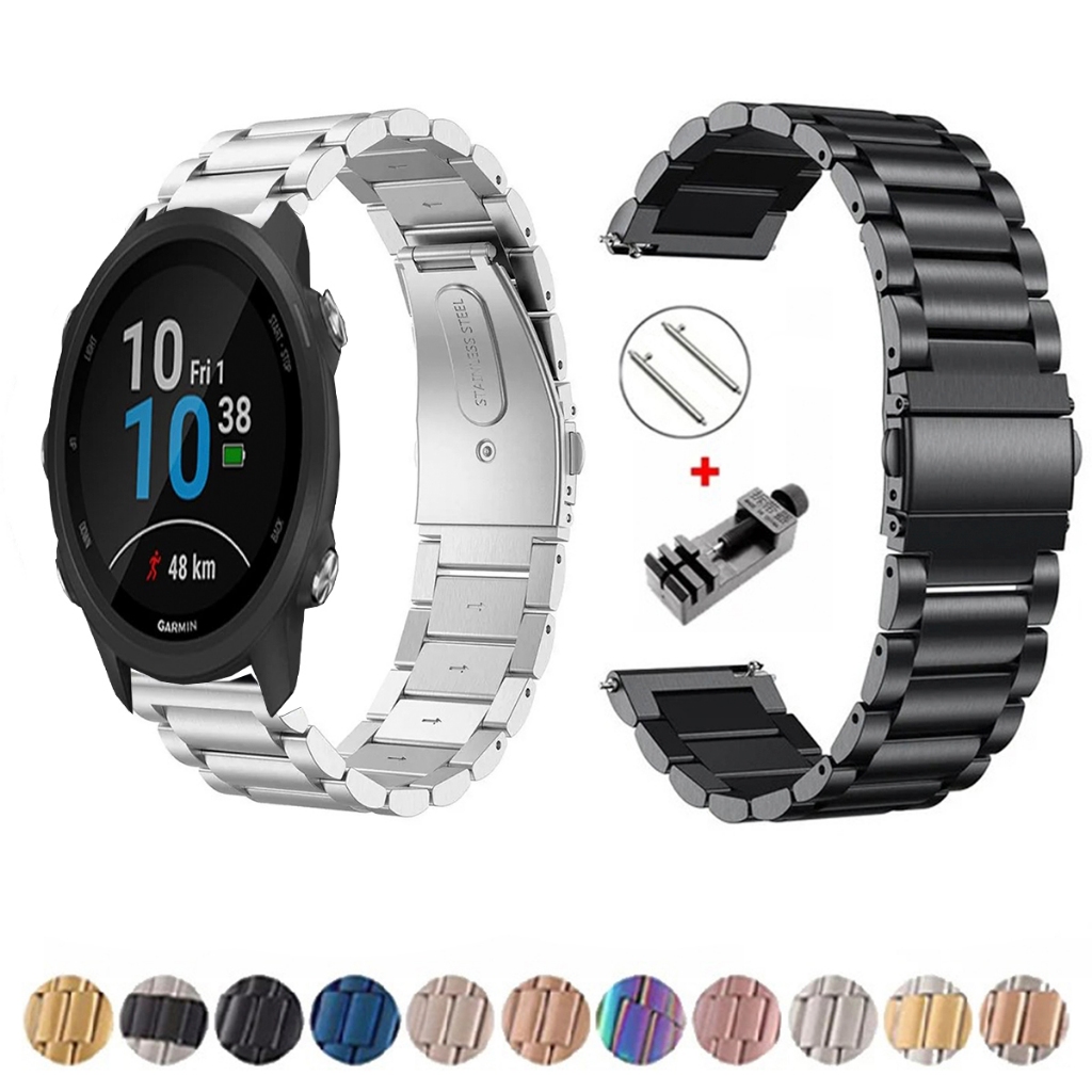Pulseira de 20mm Metal Elos de aço inox para Smartwatch Garmin forerunner 245 de Engate Rapido