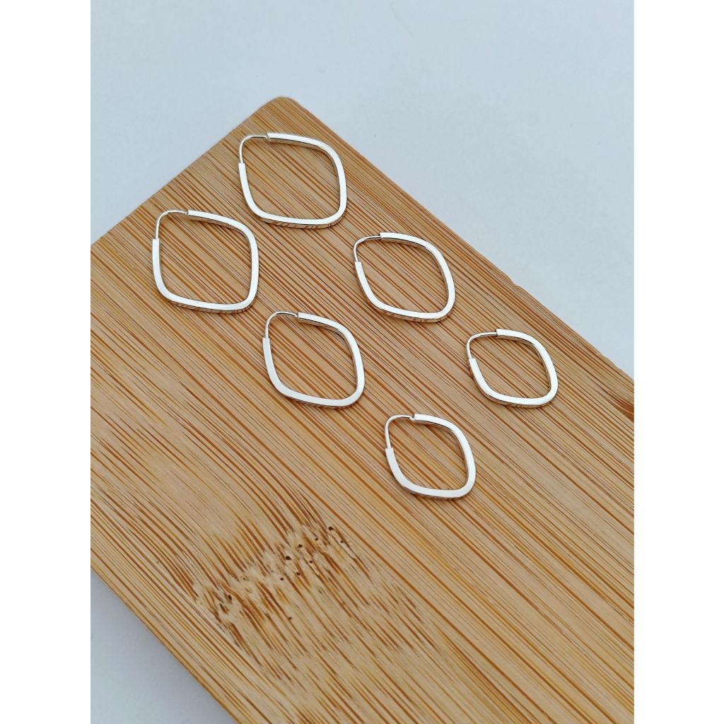 Kit Trio de Argolas Prata 925 Legítima - Balão Fio Quadrado em Oferta na Shopee