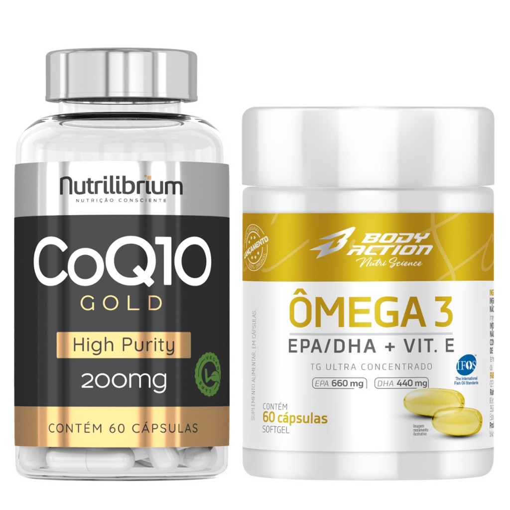 Coenzima Q10 200mg 60 Caps + Ômega 3 Ultra Concentrado 60 Caps Bodyaction - Health