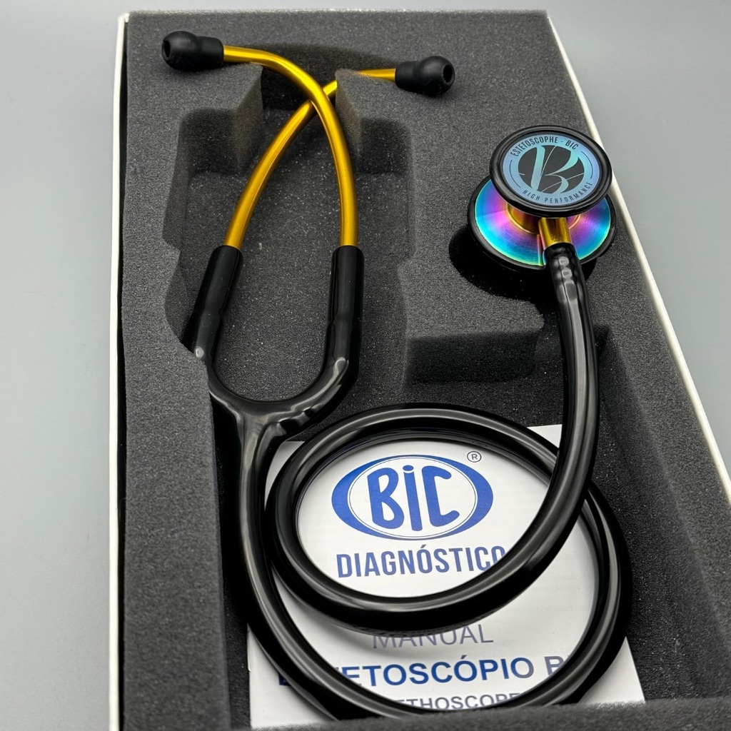 Estetoscópio Bic Eternity III Black Rainbow Excelente Ausculta - Ideal enfermagem e estudantes garantia de 5 anos