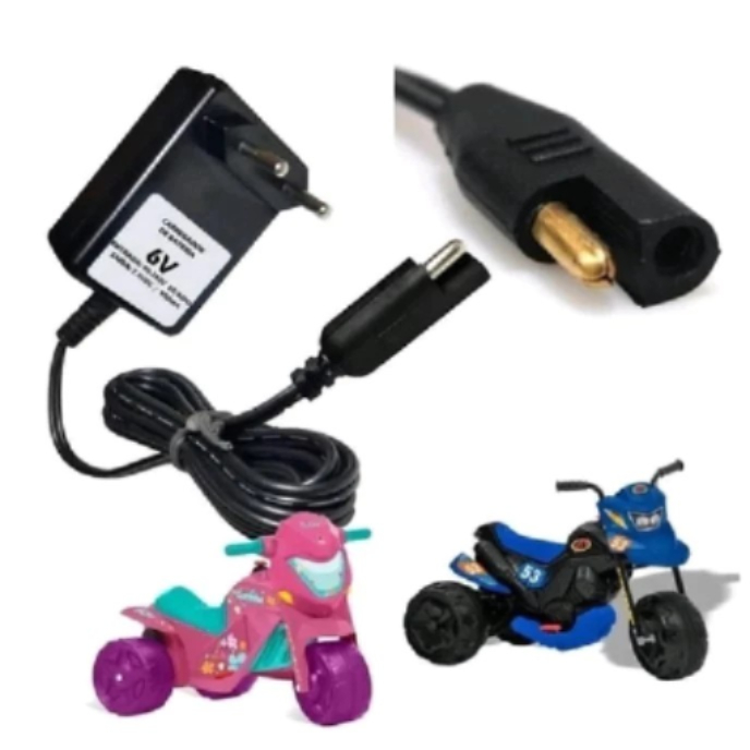 Carregador 6v 900ma P/ Brinquedos Bandeirantes Moto Elétrica