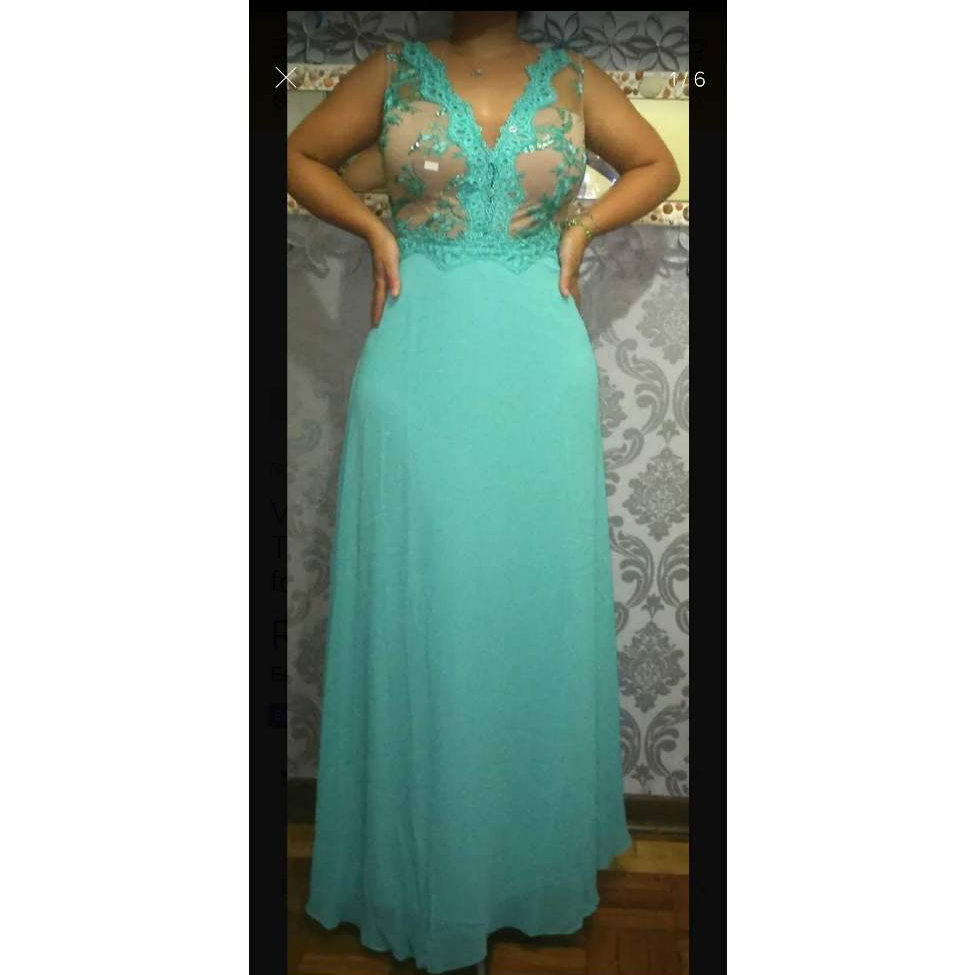 Vestido de Festa Plus Size Verde Água Êvase Madrinhas Formandas Eventos