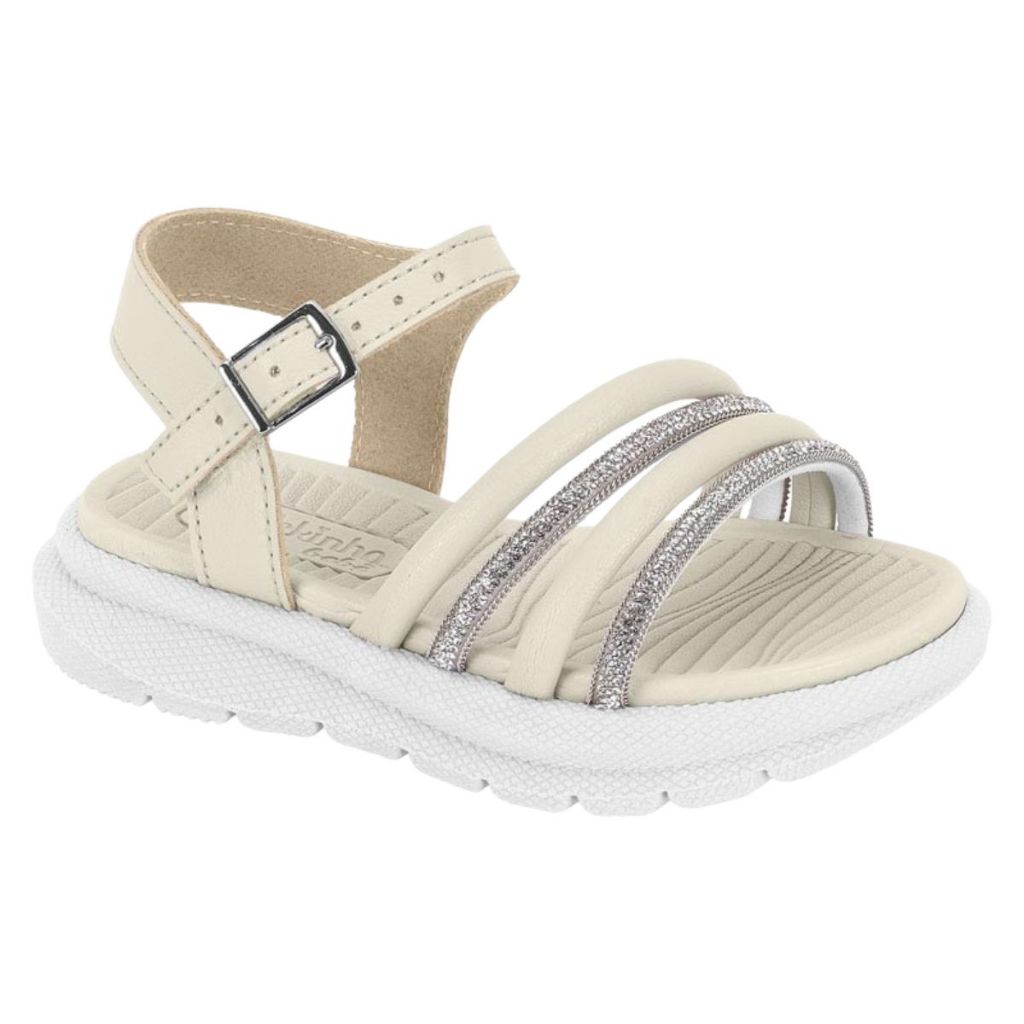 Sandália Infantil Menina Molekinha Baby Tiras com Brilho Ref:.2734.104