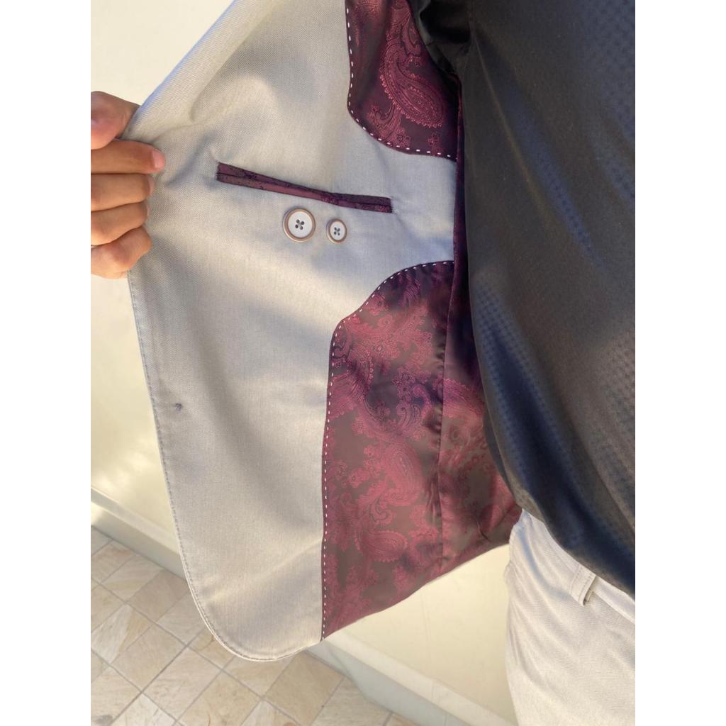 Terno Masculino Microfibra Euro - Completo - Com Colete Executivo - Cinza Claro - 2026