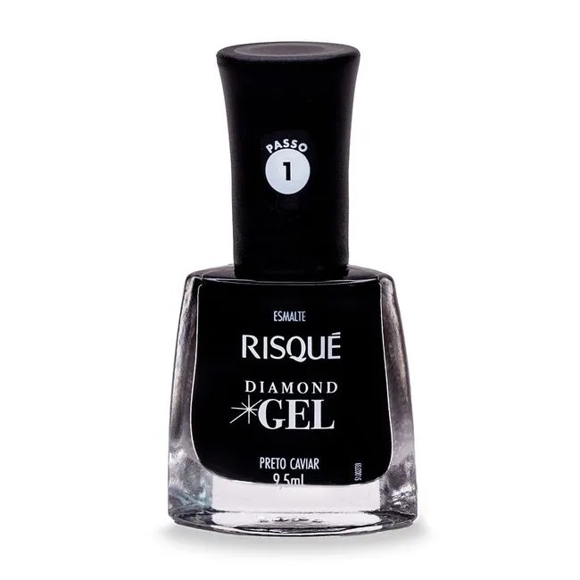 Esmalte Risque Diamond Gel Preto Caviar 9,5ml em Oferta na Shopee