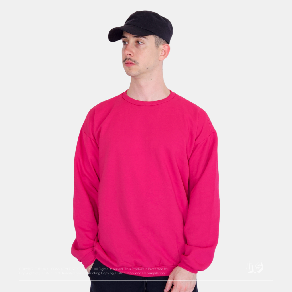 Blusa de Moletom Rosa Choque Premium Streetwear Unissex Moletom Blusão Gola Careca Blusa Masculina