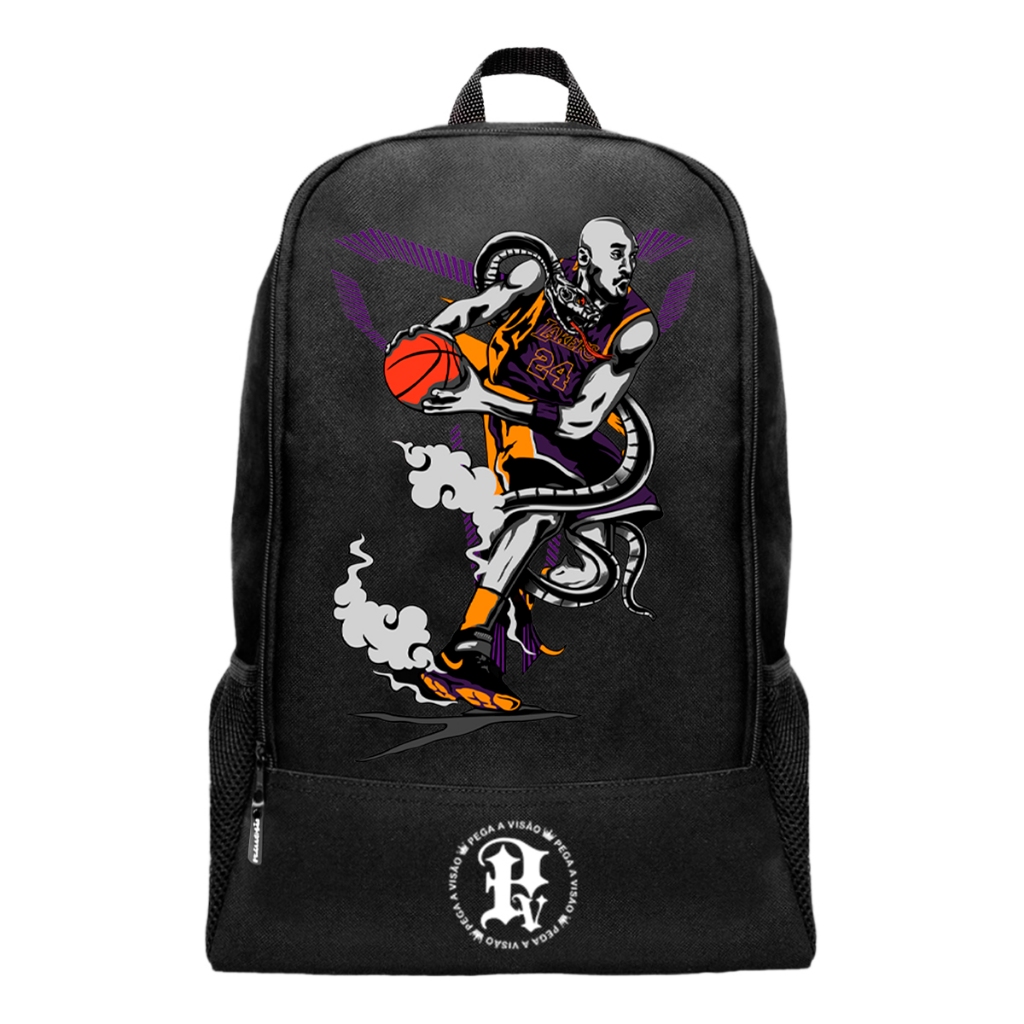 Mochila Masculina Escolar Trabalho Basica Pega a Visão Estampado Nylon Resistente Basquete Fumaça