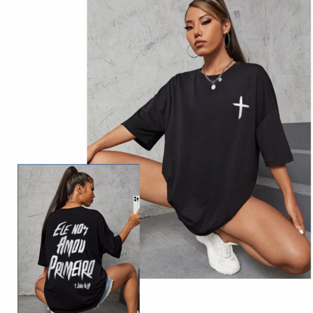 Camiseta  Oversized Grande Unissex Gospel Cristã Tecido Premium 100% Algodão Elegância E Conforto para o Dia a Dia