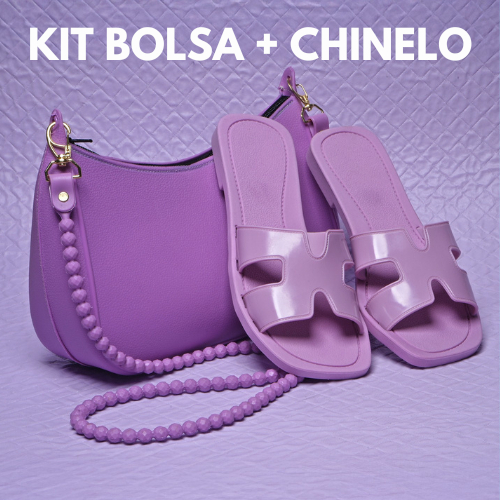Kit Bolsa Baguete + Chinelo Rasteira Flat Feminino Barato Promoção Lançamento