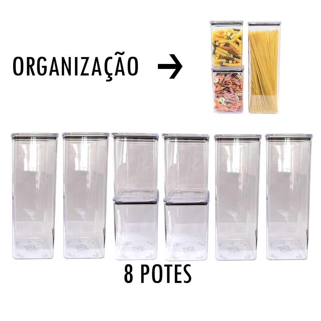 8 POTES HERMÉTICOS organização cozinha armazenamento de alimentos super vedação