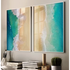 Quadro Decorativo Sala Quadro Praia Quadros Decorativos Mar Dupla de Quadros Com Moldura Foto Aérea