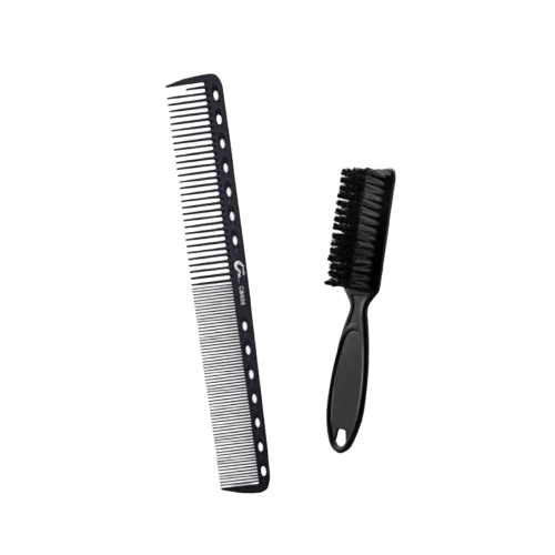Kit 1 Pente de Carbono e 1 escovinha de disfarce degradê para Barbeiro Barbershop