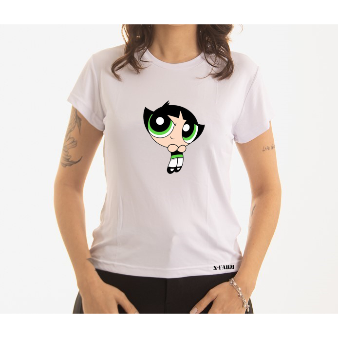 Camiseta Baby Look Lançamento Docinho Meninas Super Poderosas Tecido de Alta Qualidade 100% Algodão