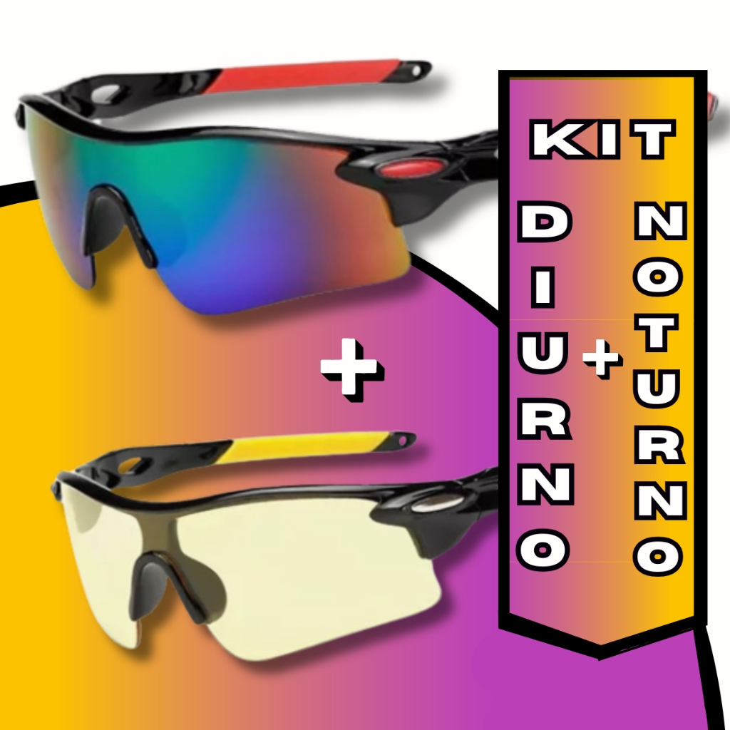 Kit 2 Óculos Diurno e Noturno Bike Ciclismo Pace Esportivo Proteção UV 400