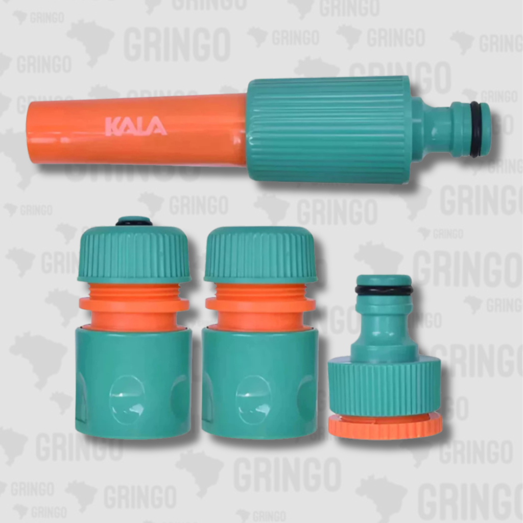 Kit Para Mangueira De Jardim Esguicho Conexões 4 Peças Kala