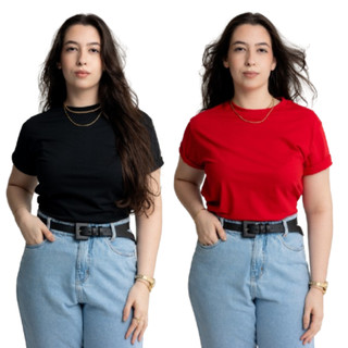 Kit 2 Camiseta T-Shirt Feminina 100% Algodão Várias Cores Envio Imediato