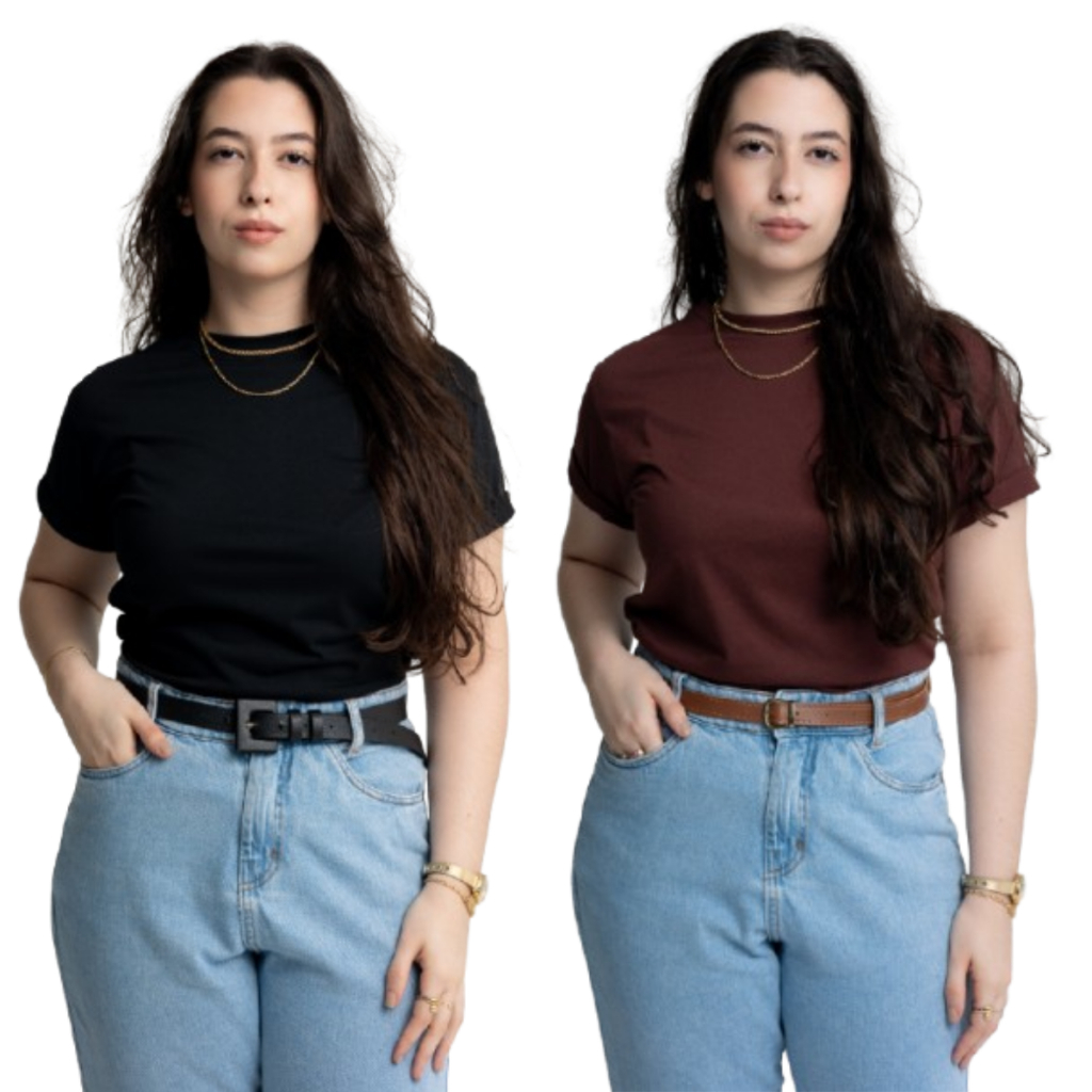 Kit 2 Blusa Feminina T-Shirt 100% Algodão Envio Imediato