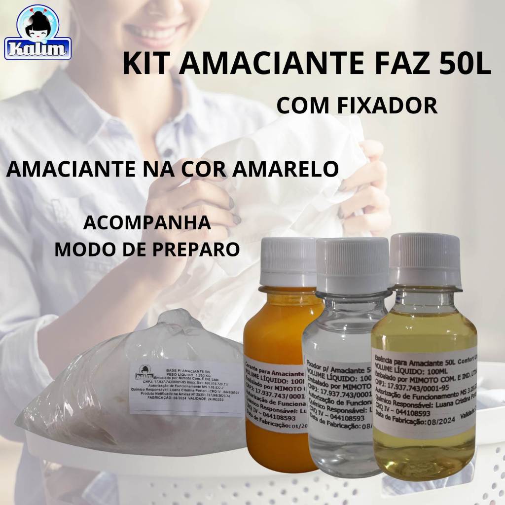 Base Concentrada Faz 50 Litros de Amaciante Amarelo Com Fixador