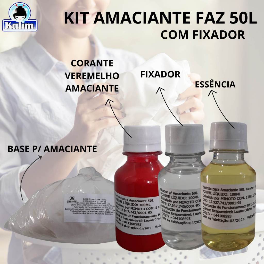 Base Concentrada Faz 50 Litros de Amaciante Vermelho Com Fixador