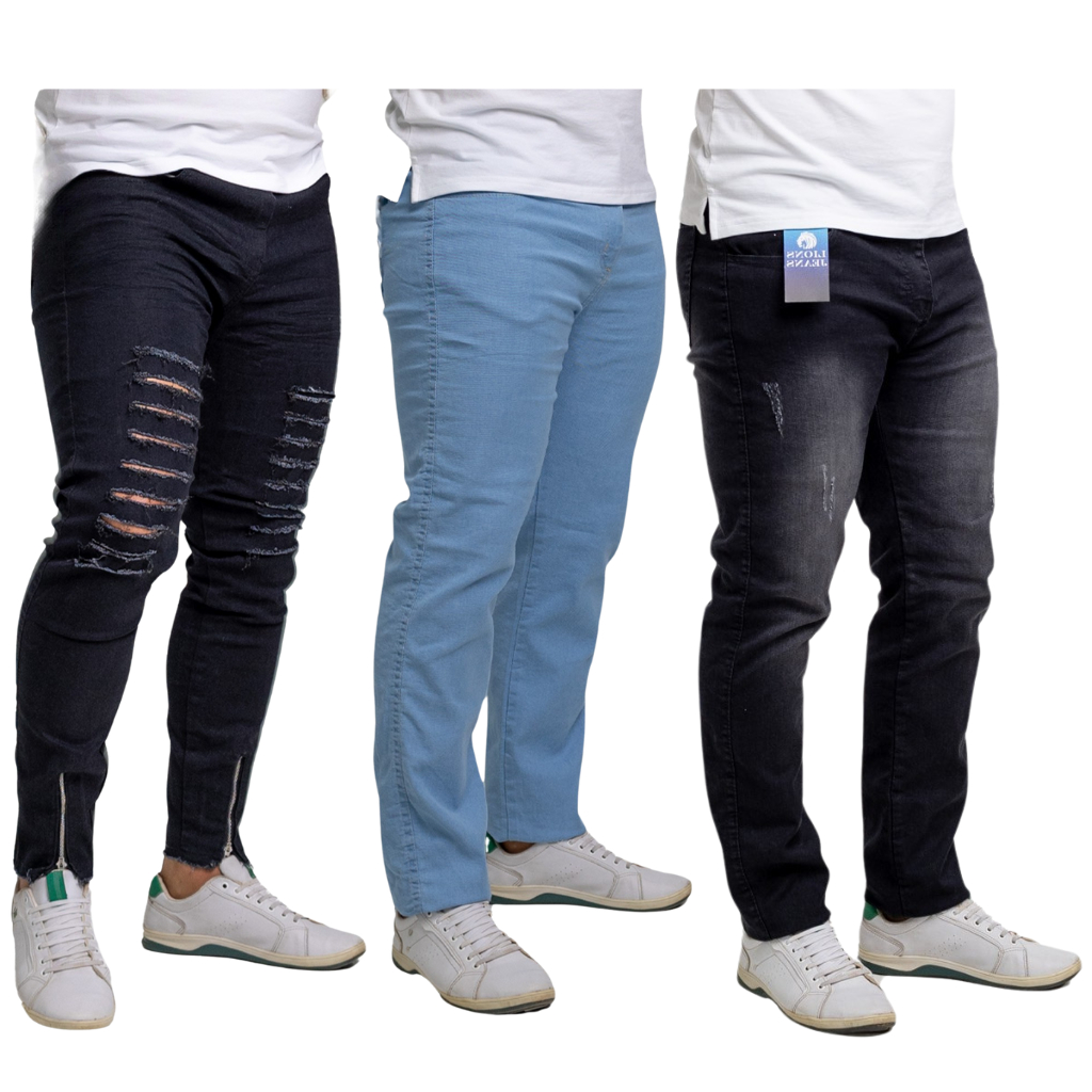 Kit 3 Calças Jeans Masculina Slim Premium Com Lycra - Envio Rápido