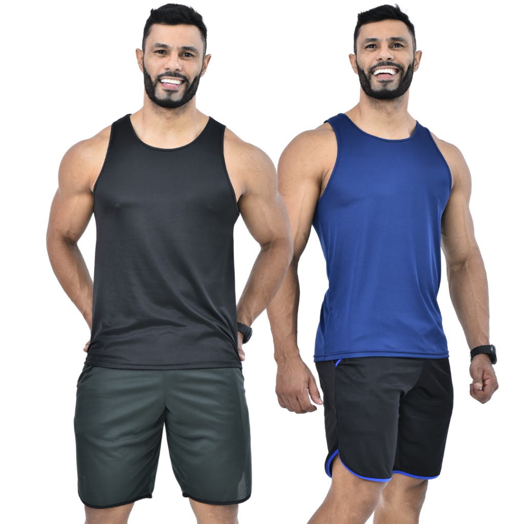 Kit 2 Camisetas Regata Dry Masculina Premium Fitness para Treino e Academia em Oferta na Shopee