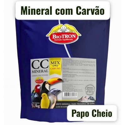 Cc Mineral Mix 1,5kg Biotron - Grit Com Carvão Para Aves e Pássaros