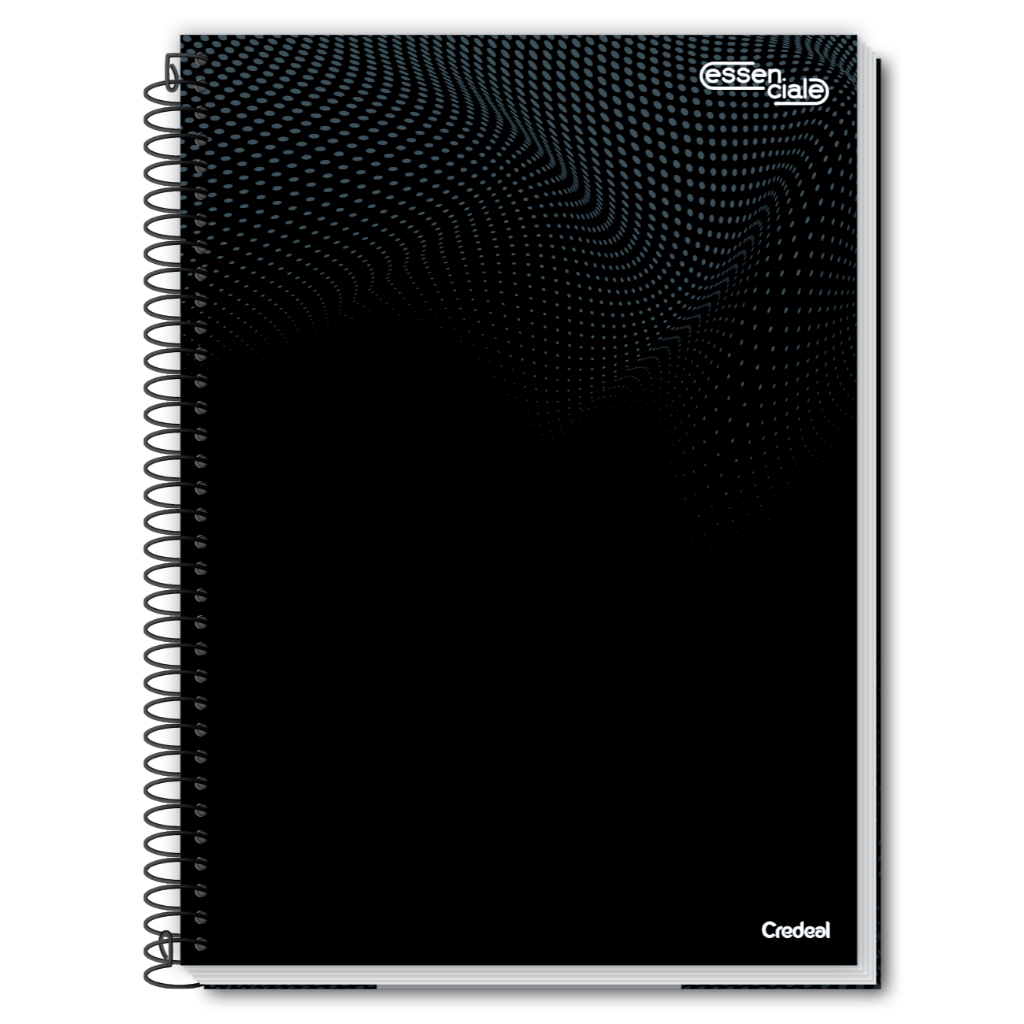 Caderno Universitário Essenciale Preto 1/10/12/16/20 matérias Credeal em Oferta na Shopee