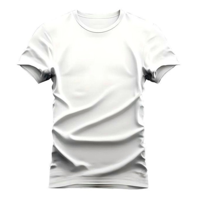 Camiseta Masculina Algodão Unissex Branca com Reforço Ombro a Ombro Gola de Ribana