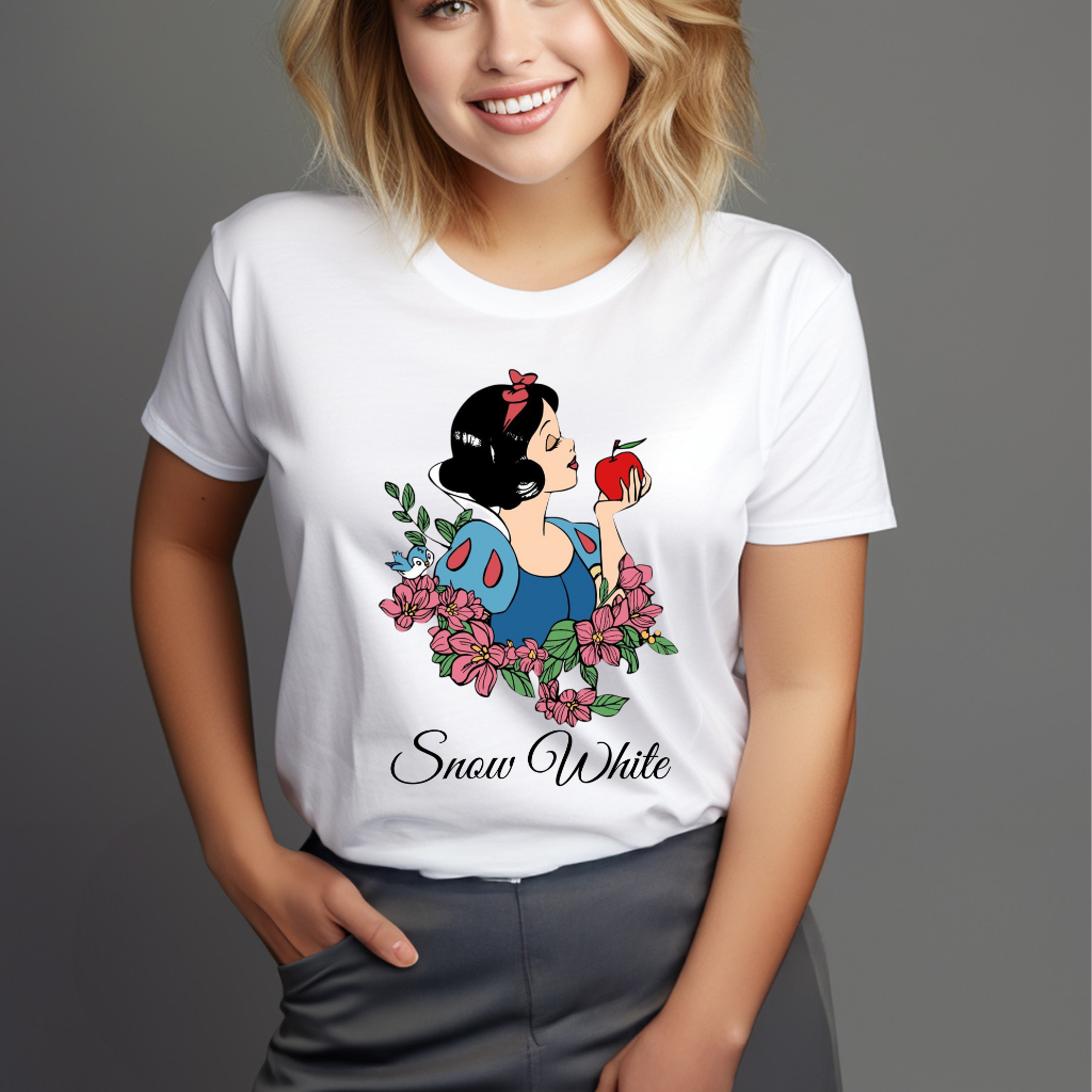 Camiseta camisa blusa t shirt feminina branca de neve moda feminina em Oferta na Shopee