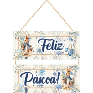Placa com Corda 2 Peças Feliz Páscoa em Oferta na Shopee