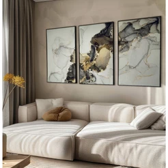 Quadro Decorativo Sala Abstrato Trio Quadros Decorativos Quarto Quadro Para Sala Dourado Mármore