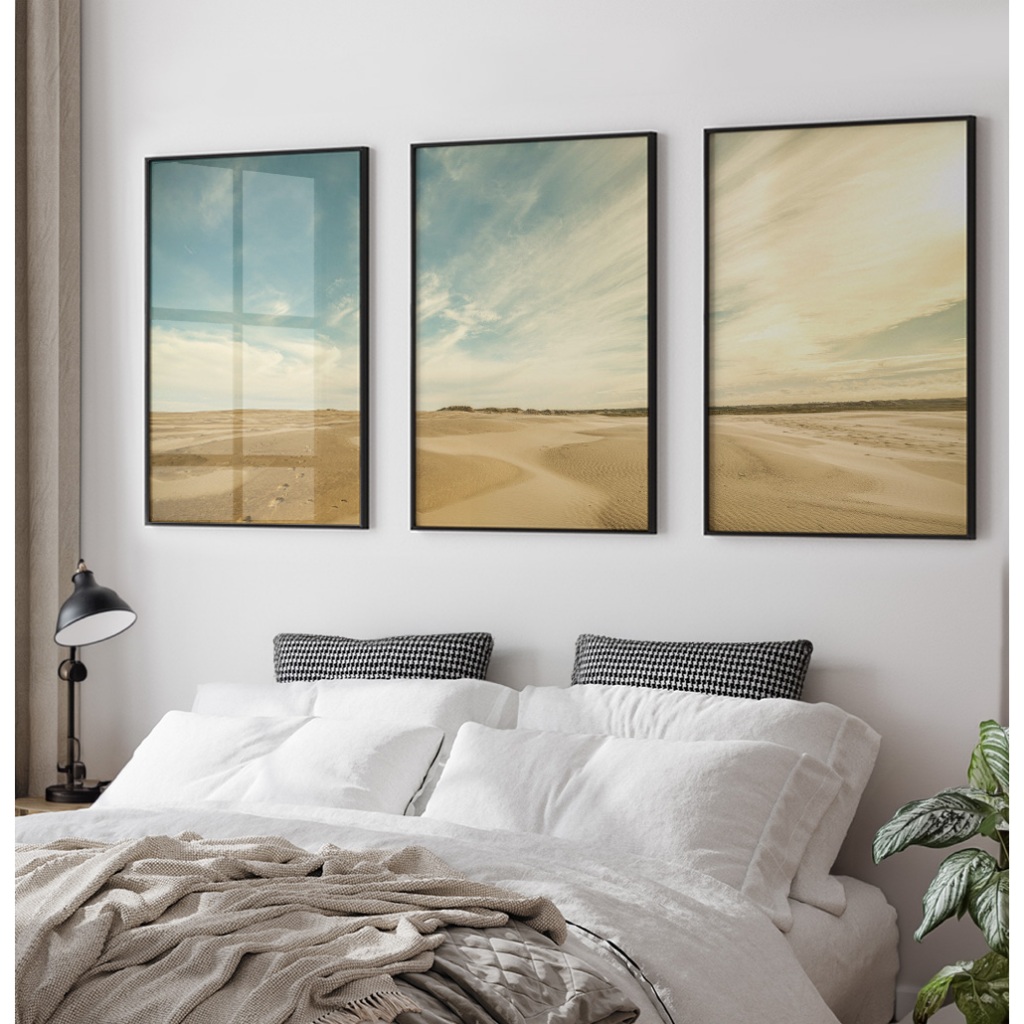 Quadro Paisagem Quadro Com Moldura E Vidro Quadro Decorativo Sala Quadro Quarto Dunas De Areia Trio