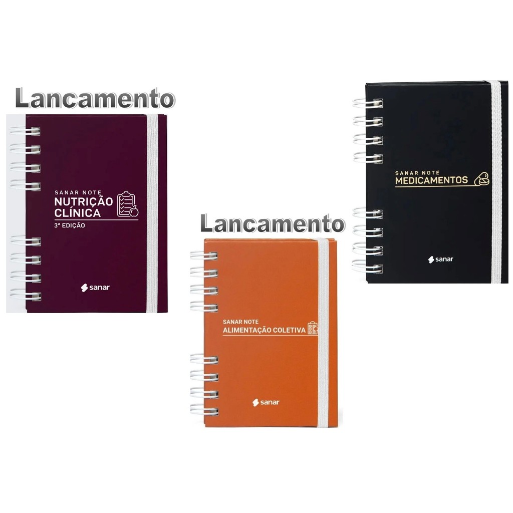 Kit Livros Sanar Note Nutrição 3 Edição + Medicamentos + Alimentação Coletiva