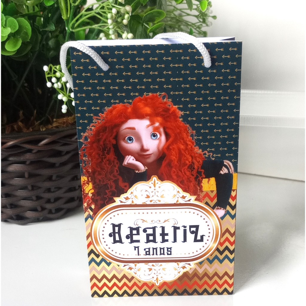 SACOLINHA PERSONALIZADA PARA LEMBRANCINHA DE ANIVERSÁRIO/FESTA - SACOLINHA SURPRESA- PRINCESA MERIDA- PRINCESA VALENTE.