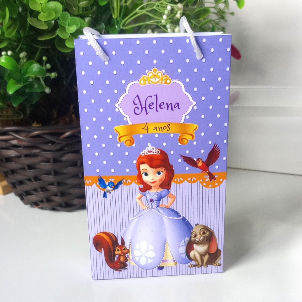 SACOLINHA PERSONALIZADA PARA LEMBRANCINHA DE ANIVERSÁRIO/FESTA - SACOLINHA SURPRESA-PRINCESA SOFIA.